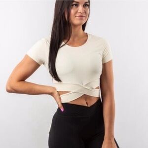 BURGUNDY Alphalete Soft Tie Wrap Top Size M NWOT